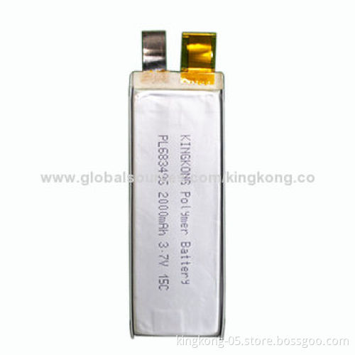 3.7V Li-polymer Rechargeable Battery with 683496 2,000mAh Capacity for GPS, Telephone